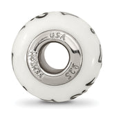 Ster.Silver Reflections White Hand Painted Music Notes Fenton Glass Bead